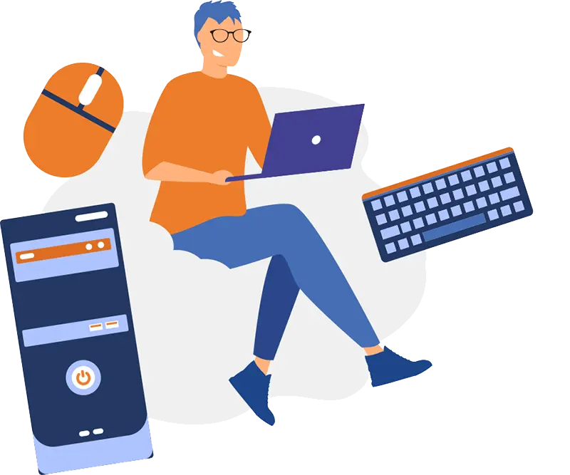 Medewerker die veilig werkt op een laptop
